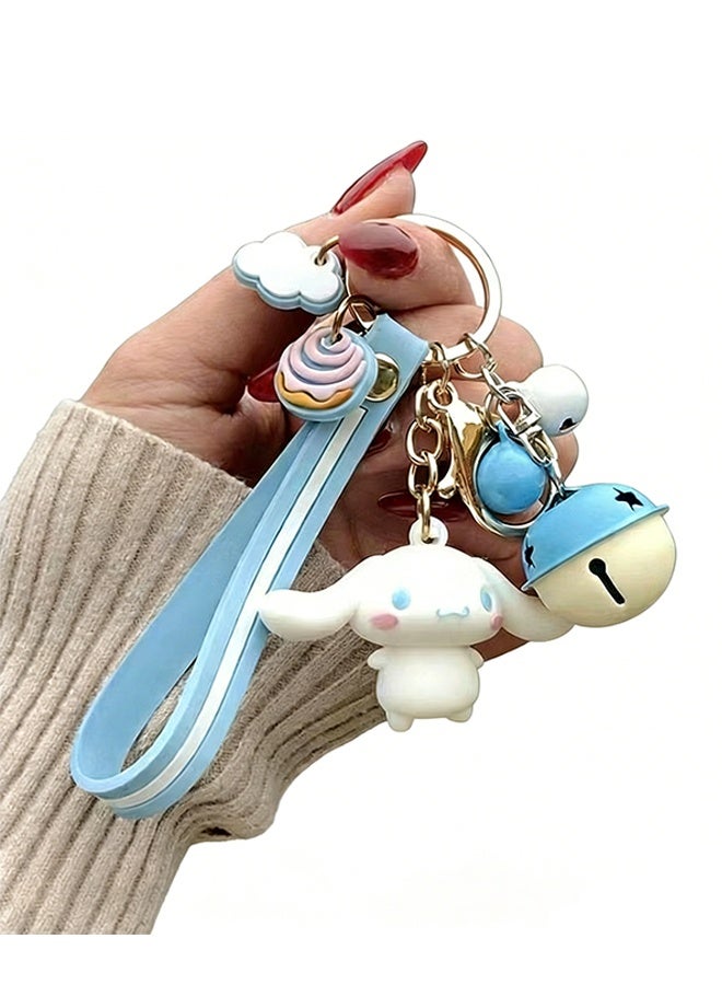 Happy D 3-piece wristband anime bell keychain, cute car keychain accessory, ladies' key pouch handbag charm - Image 4